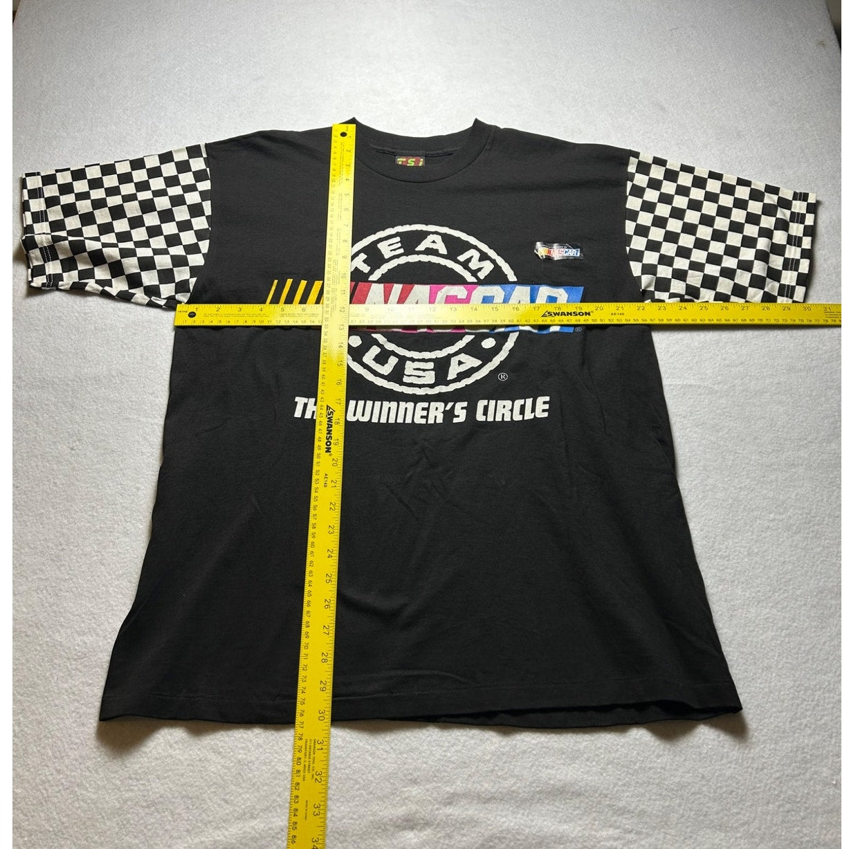 Vintage 90s Team NASCAR USA Winners Circle Checkered Flag T-Shirt