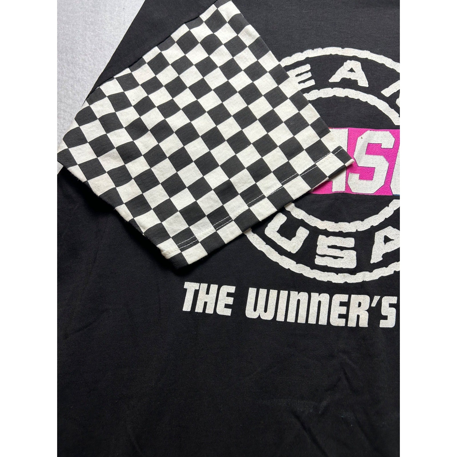 Vintage 90s Team NASCAR USA Winners Circle Checkered Flag T-Shirt