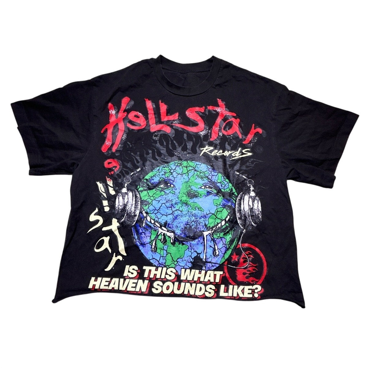 Hellstar Records Cropped Graphic Tee XL Earth Headphones