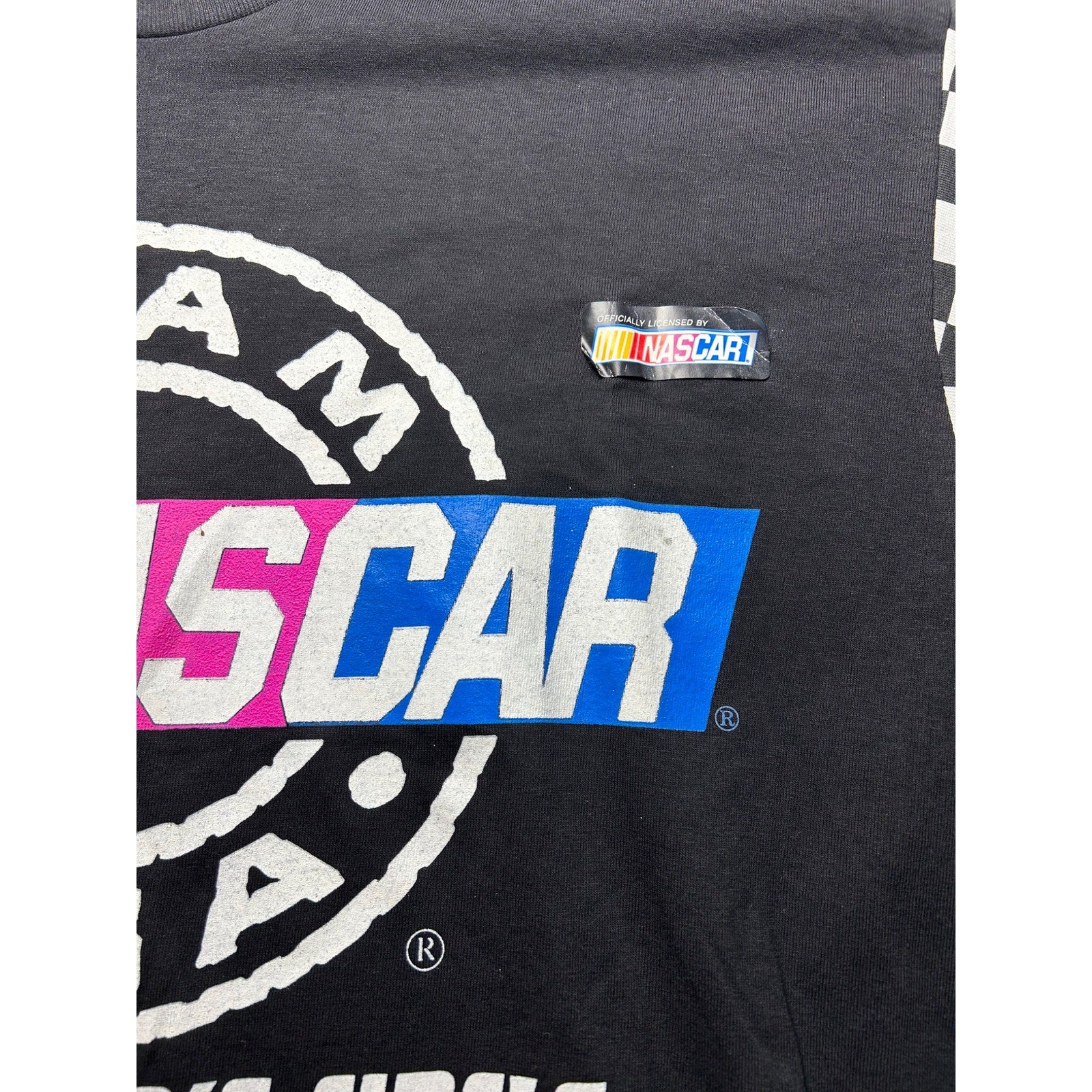 Vintage 90s Team NASCAR USA Winners Circle Checkered Flag T-Shirt